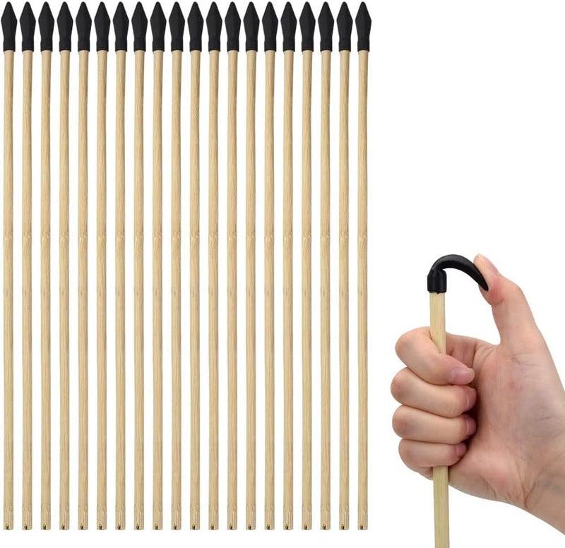 Basbon 20 Pcs Wooden Arrows Soft Rubber Tips, 17 Inch Handmade Wooden Toy Arrow for Kids and Beginners, Archery Bows Outdoor Play Cosplay Costume Decoration - Image 1